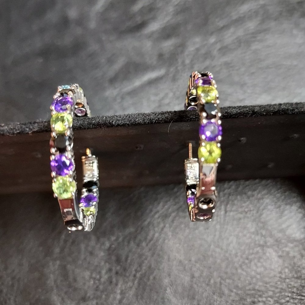 MULTI GEMSTONE HOOP EARRINGS